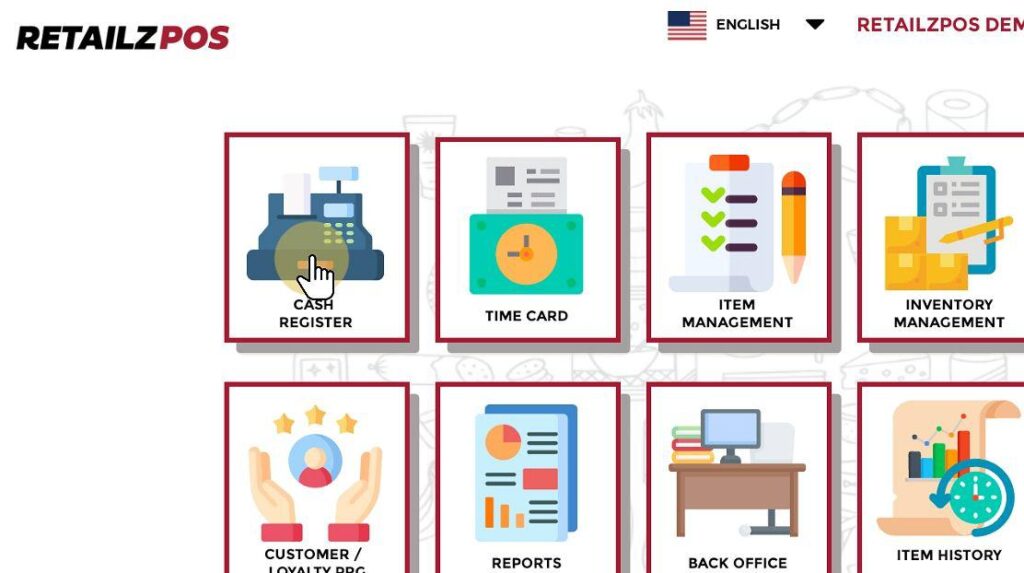 Cash Resigster Main Menu