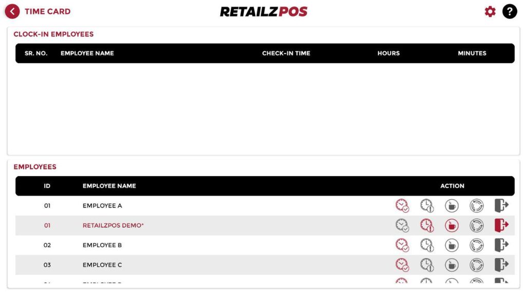 Time Card Main Screen