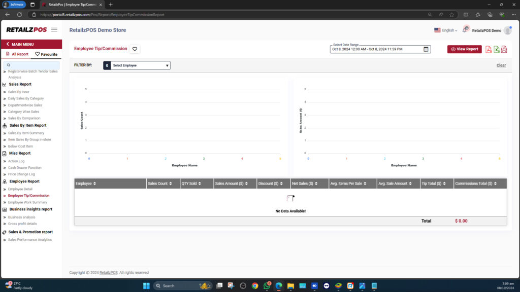 Employee Tip/Commission Report