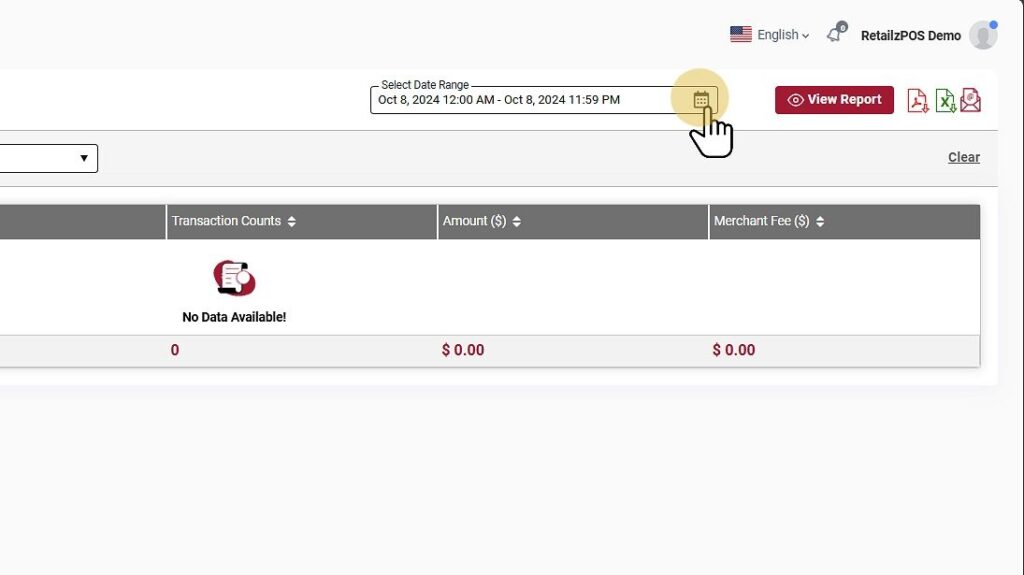 Tender Breakdown Report date filter