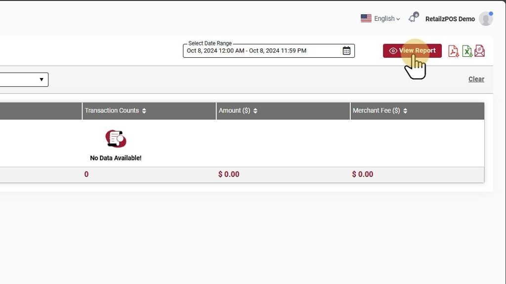 Tender Breakdown Report View Button
