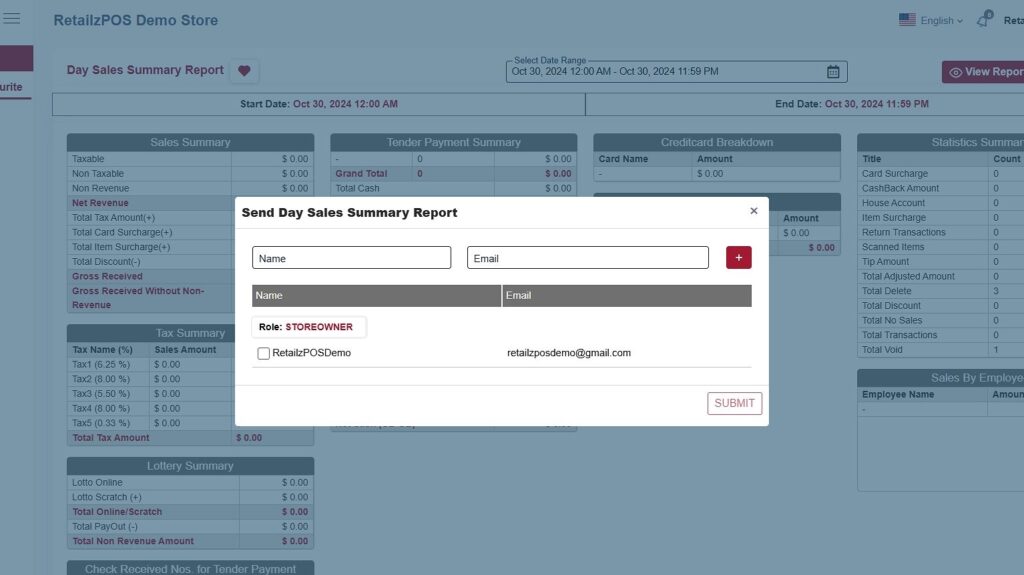 Tender Breakdown Report email details