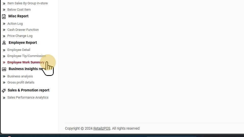 Select Employee Work Summary Backoffice