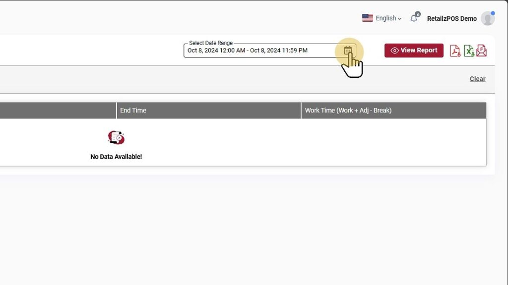 Employee Work Summary  Backoffice filter date