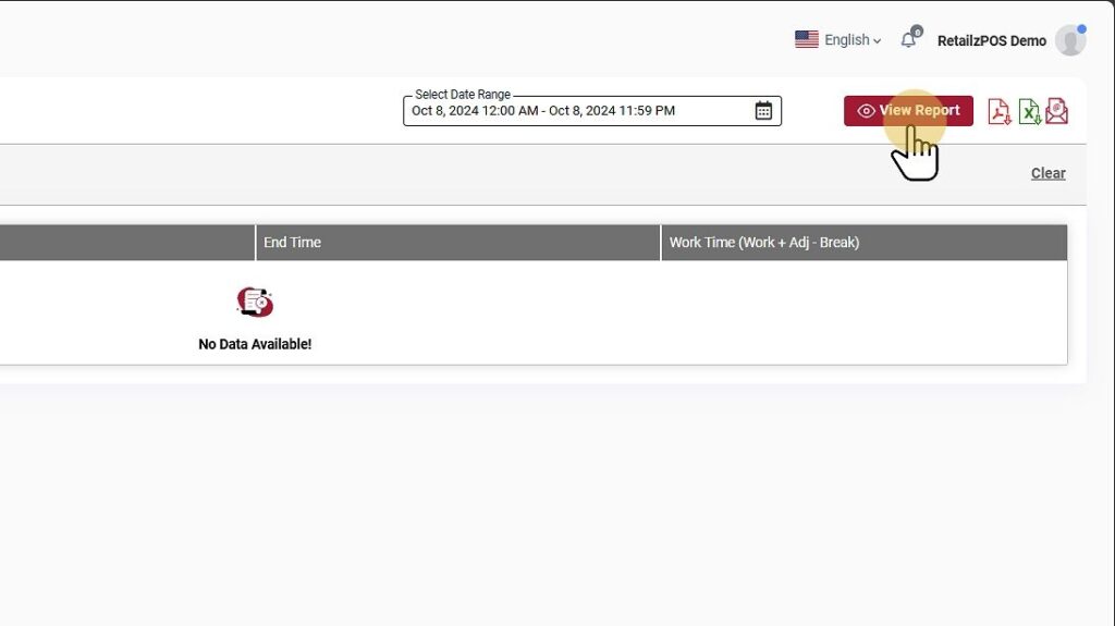 Employee Work Summary Backoffice View Button