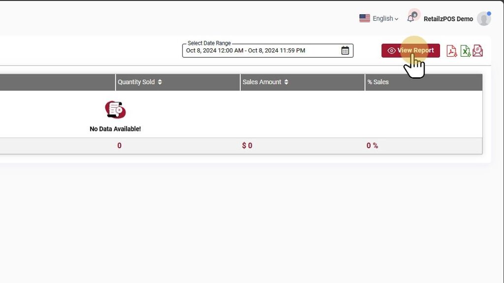 Sales By Category Report Backoffice Report View Button