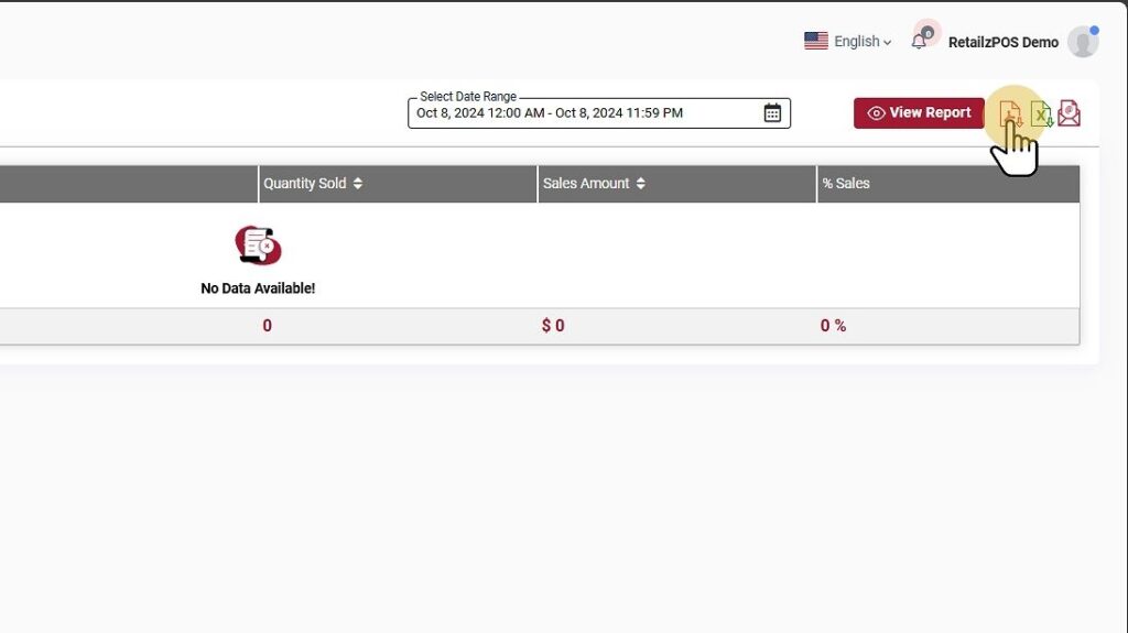 Sales By Category Report Backoffice Report Excel, pdf, email button