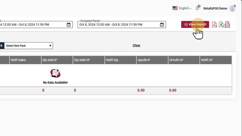 Sales By Comparison Report Backoffice View Button