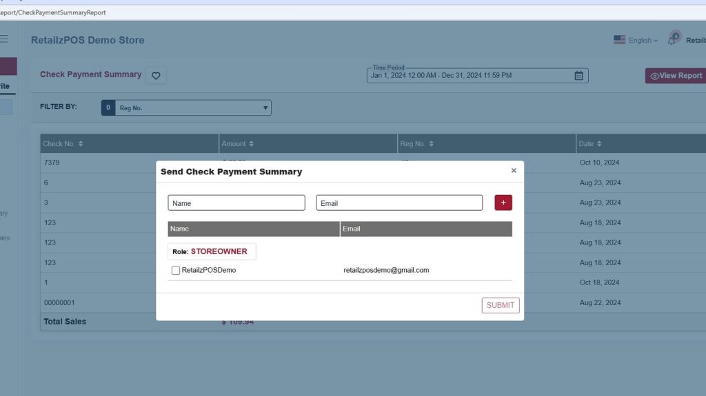 Check Payment Summary Backoffice Report Email Details