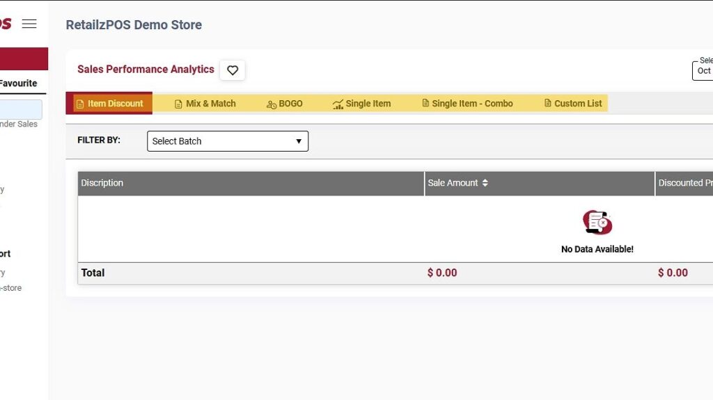Sales Performance Analytics report item and other filter