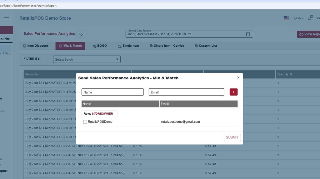 Sales Performance Analytics Report email details