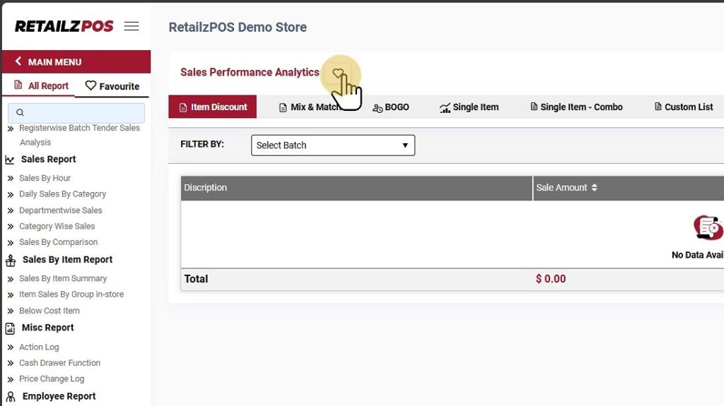 Sales Performance Analytics Report Favorite button