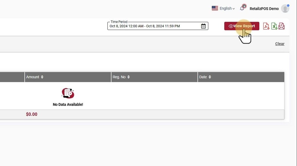 Customer Payment Summary view report button