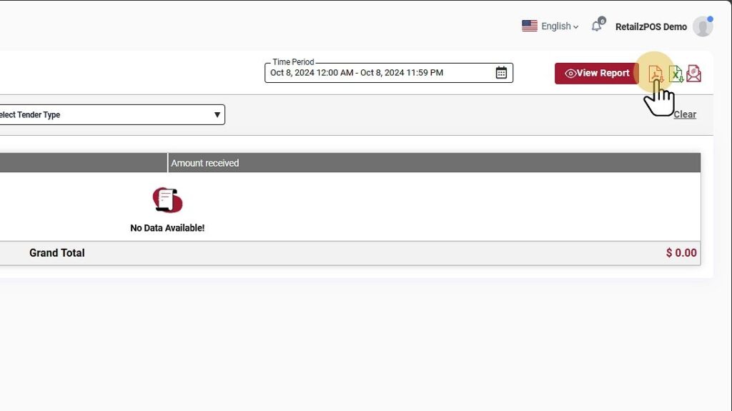 Registerwise Batch Tender Sales Analysis execl,pdf, email buttons