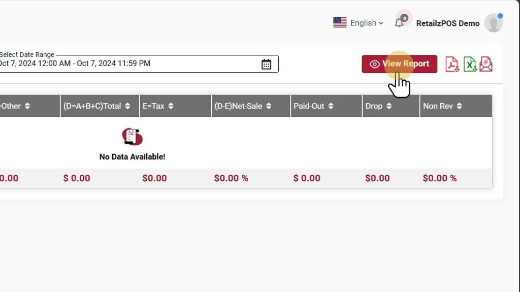 Sales Summary by date view report