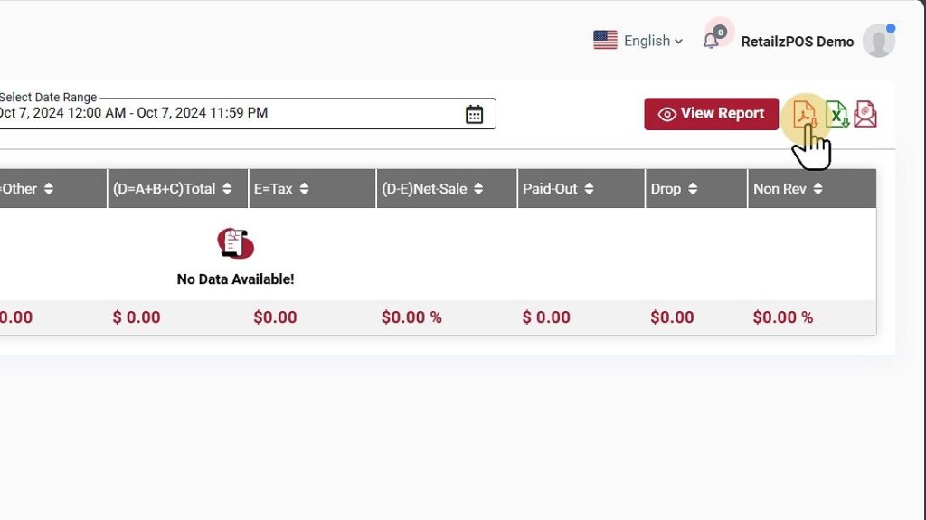 Sales summary by date report excel and pdf button