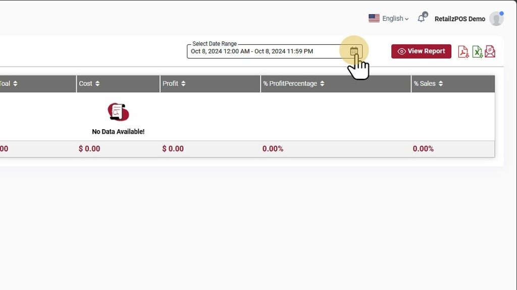 Department summary report filter date
