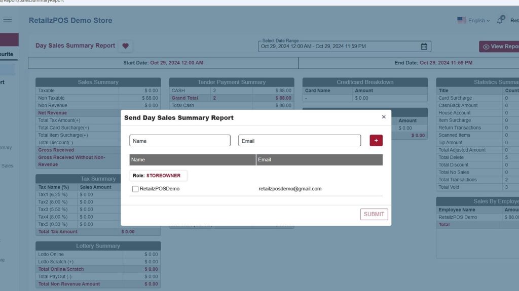 Tax summary report email