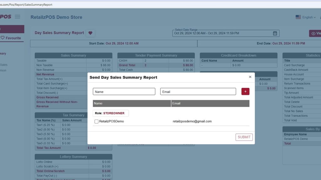 Select Sales by Growth-In Store report email details