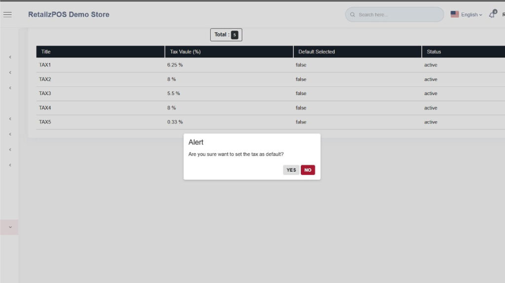 Confirmation for default tax