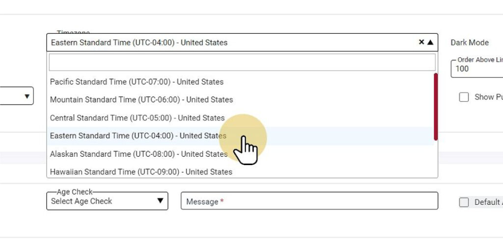 select Timezone in genral setting backoffice
