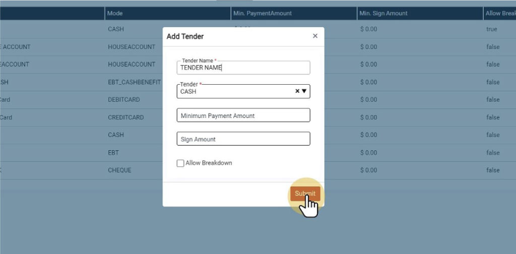 Submit Tender Details