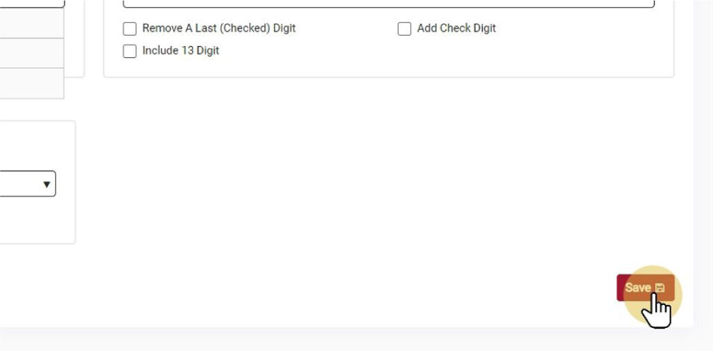 Save the barcode setting