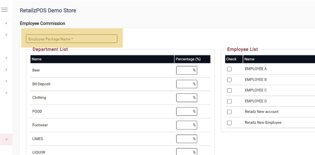 Employee Package Name