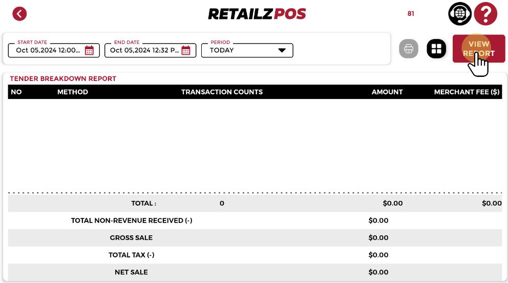 Tender Breakdown view Report