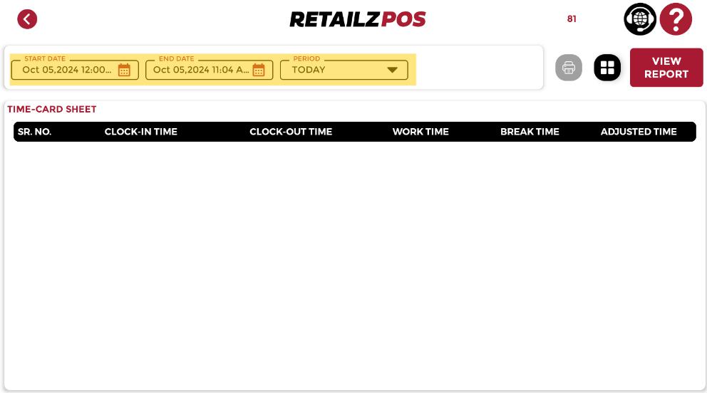 Employee Detail Report POS fitler