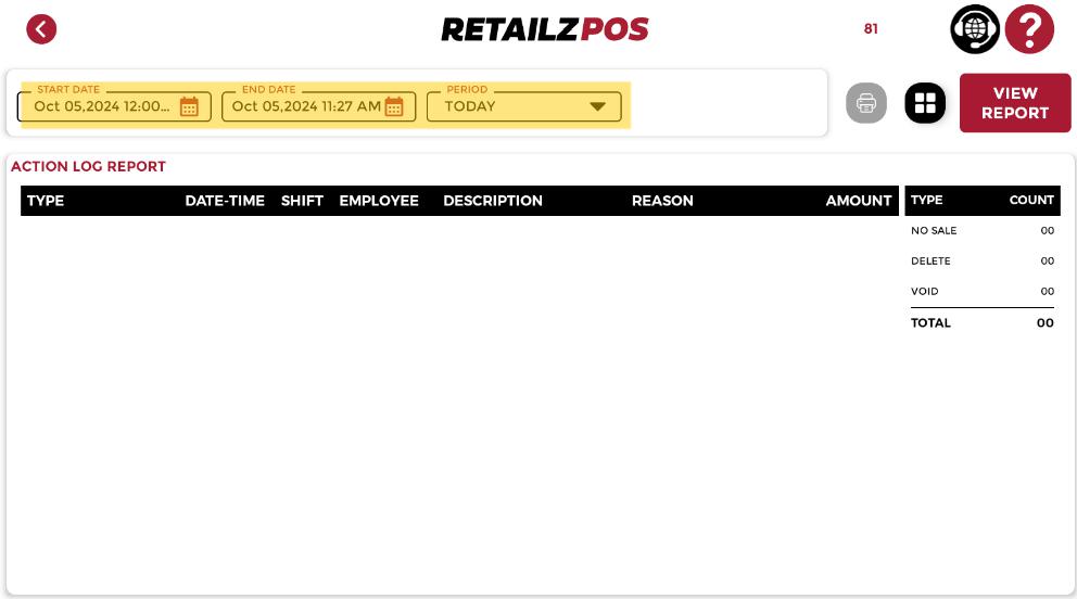 Action log Report Ps filter